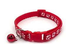 Litvibes Paw Cat collar with bell,Kitten and small dogs soft adjustable collar,safe,breakaway for cats and puppies - Red