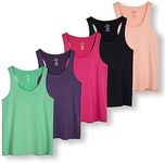 5 Pack: Womens Plus Size Quick Dry Fit Ladies Tops Blouse Tee Athletic Yoga Workout Running Gym Active Tees Exercise Women Racerback Sleeveless Flowy Fitness Loose Fit Tank Top Just My- Set 11, 2X