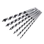 TOPWAY Auger Bits Set 6PCs, 6-16mm Hex Shank 230mm Long Carbon Steel Wood Spiral Twist Drill Bit for Woodworking Metal Plastic Hole Drilling 130230