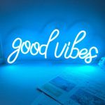 Good Vibes Neon Sign for Wall Decor, USB Powered, Ice Blue LED Neon Night Signs for Bedroom Men Caves Game Room Bar Pub Restaurant Shop Decoration, 16.6"x8.7" by DIVATLA