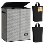 SOLEDI Laundry Basket 130L Laundry Hamper with Lid, Washing Baskets for Laundry with Handles - Woven Foldable Laundry Baskets for Bedrooms, Beautiful and Stylish Storage Basket (Black White Weave)