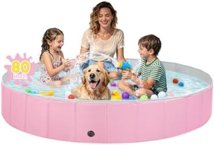 Jecoo Dog Pool for Large Dogs Kiddie Pool Hard Plastic Foldable Dog Bathing Tub Portable Outside Kids Swimming for Pets and Dogs Outdoor Backyard