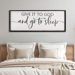 Paquesta Give It to God and Go to Sleep Sign Wall Decor Above Bed 40''×15'' Large Farmhouse Bedroom Decor Wood Guest Room Decor Framed Wall Art Rustic Master Bedroom Essentials Wall Decoration (Black)