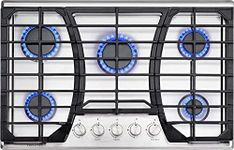 Trifecte 30 Inch Stainless Steel Gas Cooktop, Built-in Gas Stove Top with 5 Italy SABAF Sealed Burners Dual Fuel NG/LPG Convertible Gas Hob with Thermocouple Protection (Gas Regulator Not Included)