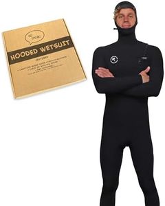 Ho Stevie! Men’s 5/4mm Hooded Surfing Wetsuit - Chest Zip Fullsuit with Hood - Warm Superstretch Neoprene w/GBS Seams (Black 5/4mm, XS (Extra Small))