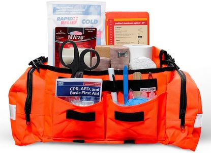 MFASCO Sports First Aid Kit Bag - 326-Piece Emergency Medical Kit in an Orange EMT Style Bag – for Coaches and Athletic Trainers - Contains Basic Supplies for Sports Injuries