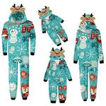 Family Matching Christmas Onesies Xmas Christmas Pajamas Jumpsuit Reindeer Print Holiday Pjs One Piece Hooded Pyjamas Zip up Xmas Nightwear Sleepwear for Womens Mens Boys Girls Babies