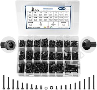 Takytao 1600 Pcs M3 Screw Kit, M3 Button Head Screws and M3 Socket Head Screws, Metric Machine Screw Assortment 12.9 Grade Alloy Steel Black Zinc Plated M3 Screws Bolts and Nuts Kit