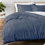 Bare Home Flannel Duvet Cover Set - Full/Queen - 100% Cotton, Velvety Soft Heavyweight Premium Flannel, Double Brushed - Includes Sham Pillow Covers (Full/Queen, Heather Indigo)