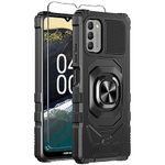 Mocotto for Nokia C300 Phone Case (N155DL)/Nockia G100（N150DL） with Tempered Glass Screen Protector,Military Grade Heavy Duty Shockproof Protective Cover,with Ring Kickstand for C300 (Black)