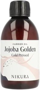 Nikura Jojoba Oil Golden - 250ml | For Skin, Hair Growth, Face, Body, Scalp, Eyelashes & Nails | Moisturising & Hydrating | For Essential Oils | Natural, Vegan & UK | BPA Free
