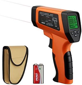 Dual Laser Infrared Thermometer Temperature Gun, -58℉~1382℉ | Digital Laser Thermometer Gun for Cooking, Pizza Oven Grill & Engine with Holster | IR Gun with Backlit & Max-Min Measure & Data Storage