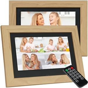 Golony 7-inch Digital Photo Frame, 4 Windows Slideshow, 1280x800 High Definition IPS Screen, Remote Control, Play Photos/Music/Videos Using USB/SD Card, Display Calendar, 2024 Mahogany Frame