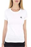 Calvin Klein Jeans Women's CK Embroidery Slim TEE J20J212883 S/S Knit Tops, Bright White, L