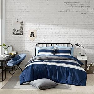 Nautica - Queen Comforter Set, Reversible Bedding with Matching Shams, Home Decor for All Seasons (Heathered Block Grey, Queen)