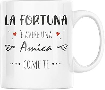 Vulfire Tazza in ceramica con dedica fortuna una Amica come te, Regalo Festa degli amici, Idee Regalo Amica, Colazione caffè (Amica, ceramica)