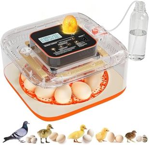 Incubators for Hatching Eggs Automatic Egg Incubator with Temperature Control Humidity Display 12 Egg Capacity for Chicken Duck Goose Eggs Digital Display Auto Turner 360° View (Orange Yellow)