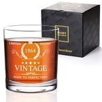 HOHY 60th Birthday Gifts for Men, 1964 Whisky Glass 11oz 330ml, Retirement Gifts for Men, Birthday Gifts for Dad Husband, Friend, 60th Birthday Decorations for Men, Men Birthday Fathers Day Gift Ideas