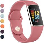 Leonids Band for Fitbit Charge 5/Fitbit Charge 6 Bands Women Men, 2023 Upgraded Soft Waterproof Liquid Silicone Replacement Wristbands Sport Straps for Fitbit Charge 5/Charge 6 Advanced Fitness Tracker (Coral Red)