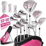 Golf Clubs for Women Right Handed Complete 14-Piece Set with Driver Fairway Hybrid Irons Putter Stand Bag & 3 Headcovers - Beginner Womens Golf Set Pink