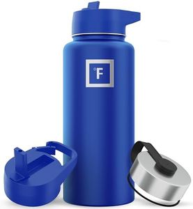 IRON °FLASK Sports Water Bottle - Wide Mouth with 3 Straw Lids - Stainless Steel Gym & Outdoor Bottles for Men, Women & Kids - Double Walled, Insulated Thermos, Metal Canteen - Cobalt, 32 Oz