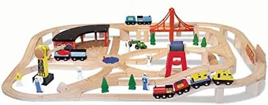 Melissa & Doug Wooden Railway Set, 