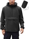 COOFANDY Rain Coat for Men Waterproof Lightweight Rain Jacket Packable Golf Rain Gear, Black, X-Large