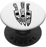 Skull Reflected on Kitchen Knives Retro Chefs Cooks Gift PopSockets Swappable PopGrip