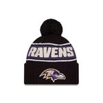 New Era Baltimore Ravens NFL 2024 Sideline Sport Knit Black Bobble Hat