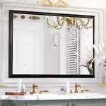 PILOCOS Black Framed Mirror for Bathroom, 40 x 30 Inch Rectangular Wall Mirror for Bathroom Metal Frame Farmhouse Black Mirror Large Decorative Square Corner Vanity Mirror(Horizontal/Vertical)