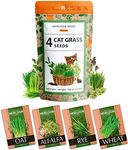 HOME GROWN Cat Grass Seeds - Grow Cat Grass for Indoor Cats - Cat Grass Seeds Bulk - Refill Cat Growing Grass Kit - Heirloom Cat Grass Seed (Cat Grass - 4pack)