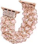 Zitel Beaded Bracelet Band Compatible with Apple Watch Straps for Women Girls for Series 10 42mm, 41mm 40mm Series 9|8|7|6|5|4|3|2|1|SE2, Handmade Elastic Stretch Beaded Band (Rose Gold)