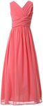 Happy Rose Flower Girl's Dress Party Dresses Juniors Long Bridesmaid Dress Coral 16