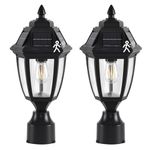 TEBLAMPUE Solar Post Lights 2 Pack, Motion Sensor Solar Post Lights, Solar Post Lantern Without Pier Mount Base, Waterproof Solar Powered Post Light Fixture for Patio Yard Garden