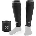 LUX Soccer Sleeves w/Free Guard Stays for Men/Boys/Youth Compatible w/Soccer Grip Sock (Black Small)