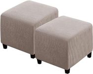 2 Pieces Ottoman Slipcover Square Cube Small Ottoman Cover Stretch Storage Ottoman Cover 17x17/19x19inches Footrest Foot Stool Cover Furniture Protector