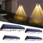 Ellasay Solar Fence Lights Outdoor, 50 Lumens 3 Modes Solar Lights Outdoor,Solar Powered Waterproof Backyard Decor for Wall Fence Deck Step Garden Patio,4 Pack