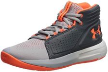 Under Armour Grade School Torch Mid, Boys’ Basketball Shoes, Grey (Mod Gray/Pitch Gray/Orange Glitch (102) 102), 3 (35.5 EU)