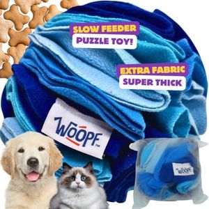 WOOPF Snuffle Ball for Dogs - Soft Interactive Toy for Mental Enrichment, Slow Feeding, Boredom & Stress Relief, Foraging - Thick & Durable Polar Fleece Treat Ball for Dogs - 5.9", Medium, Blueberry