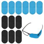 12 Pcs Glasses Eye Patch - Reusable Eye Patches for Glasses, Lazy Eye, Amblyopia, Strabismus Vision Improvement, Non-Woven Fabric Eye Patches for Adults & Kids, Black and Blue