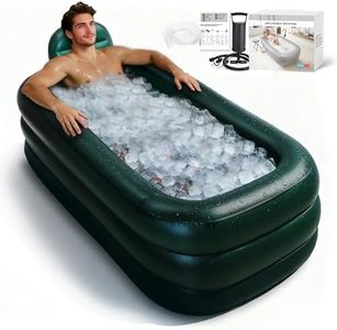 Inflatoast Portable Bathtub for adults with Cover,Inflatable bath tub for ice bath,Large Oval Ice Bath with pillow, 62.2x37.4x17.72in,Includes Pump, EasyInflate & Drain,Green