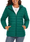 TAVCASEN Lightweight Down Jacket Womens Hooded Down Jacket Casual Quilted Puffer Jacket with Hood Winter Coat,Emerald Green,M