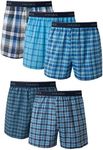 Hanes Ultimate Men's Woven Boxers Pack, Moisture-Wicking Plaid Boxers, Cotton-Blend Boxers, Multipack (Colors May Vary), 5 Pack - Assorted, Large