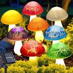 Viewpick Solar Garden Decor Lights 8 Newest Crack Mushrooms Outdoor Decor Stake Lights, Waterproof Solar Pathway Lights Gardening Gifts for Garden Gnomes Backyard Flower Bed Christmas Decorations