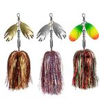 QualyQualy Fishing Spinner Bait 3pcs, Musky Bucktail Spinnerbait with Double Blades for Pike, Bass, and Trout,Multiple Color Fishing Lures for Freshwater Saltwater