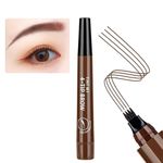 New Eyebrow Pen with a 4 Micro-Fork Tip Creates Flawless Natural Looking Brows, Based on Clear Eyebrow Microblading Pen Waterproof, Long-Lasting, Sweat (Brown)