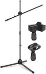 Kadence Mic Stand Heavy Duty Adjustable Dual Microphone Stand, Studio Microphone Stand (NK30 Black)