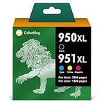 ColorKing Remanufactured 950XL 951XL Ink Cartridges Replacement for HP 950XL 951XL Combo Pack for HP Officejet Pro 8600 ink 8610 8620 8100 8615 8616 8625 8630 (1 Black, 1 Cyan, 1 Magenta, 1 Yellow)