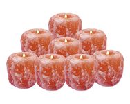 (Pack Of 8) Candle Holder Made Authentic Natural Himalayan Crystal Rock Salt, Elegant Look Tea Light Holder