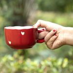 The White Space Living Red Cappuccino Wide Heart Mug for Gifting Best Friend for Soup/Maggi/Coffee/Green Tea - 750Ml | Microwave Safe and Dishwasher Safe (1)